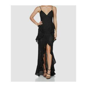 NOOKIE Womens Black Hi-low Front Sleeveless Full-Length Evening Body Con Dress L